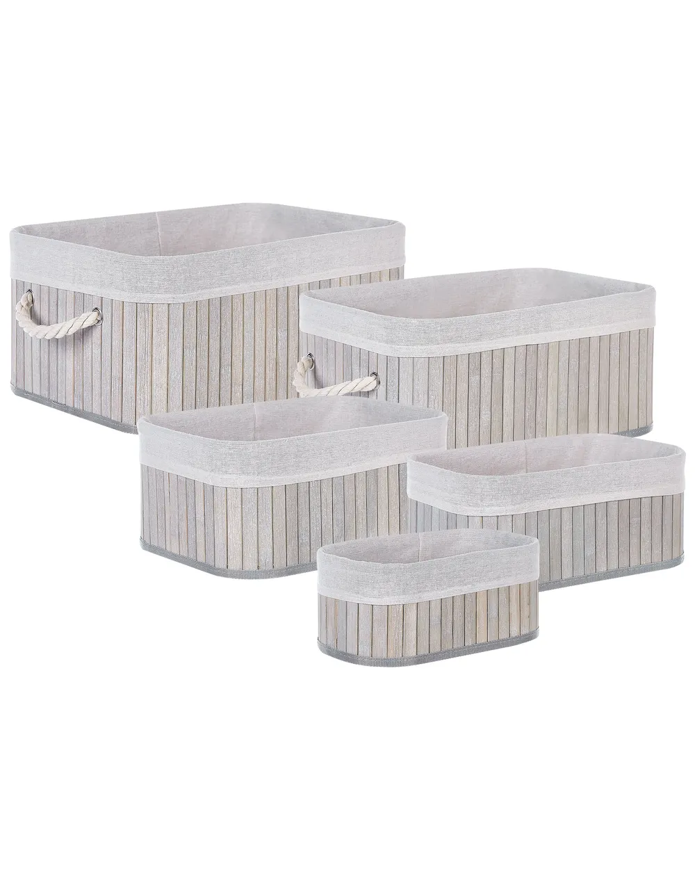 Set od 5 košara TALPE Bambusovo drvo Sivi
