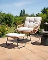 Gartenstuhl MESTRE mit Fußstütze Polyrattan Hellbeige