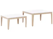 Garten Ecksofa mit Tisch 6-Sitzer RIMA III modular Metall Hellbeige linksseitig_918151