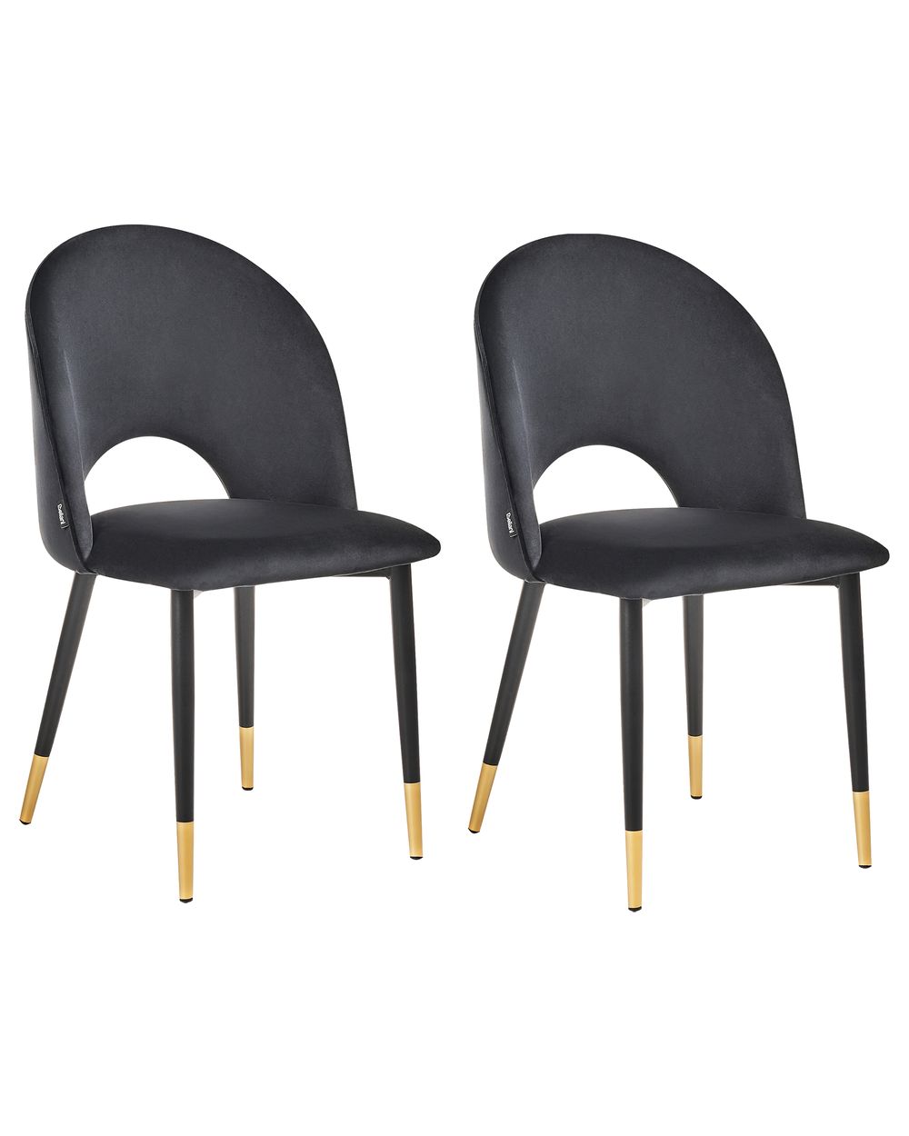 Esszimmerstuhl 2er Set MAGALIA Samtstoff Schwarz