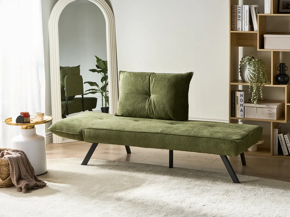Linksseitige Chaiselongue ROCAMADOUR Stoff Grün_1029324