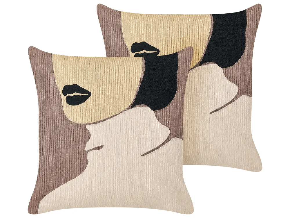 Dekokissen 2er Set SILPHIUM 45 x 45 cm Baumwolle Braun Abstraktes Muster