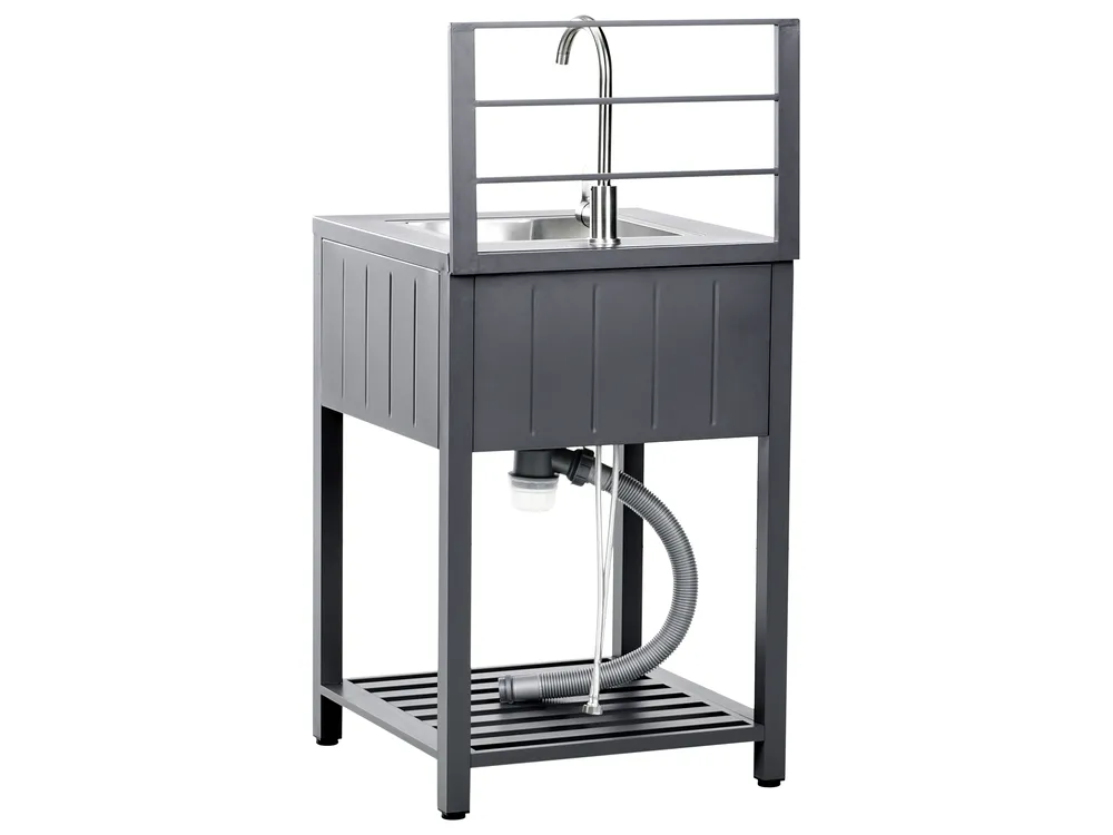 4 Piece Outdoor Kitchen Set with Sink VIGGIANO Graphite Grey Metal_1062057