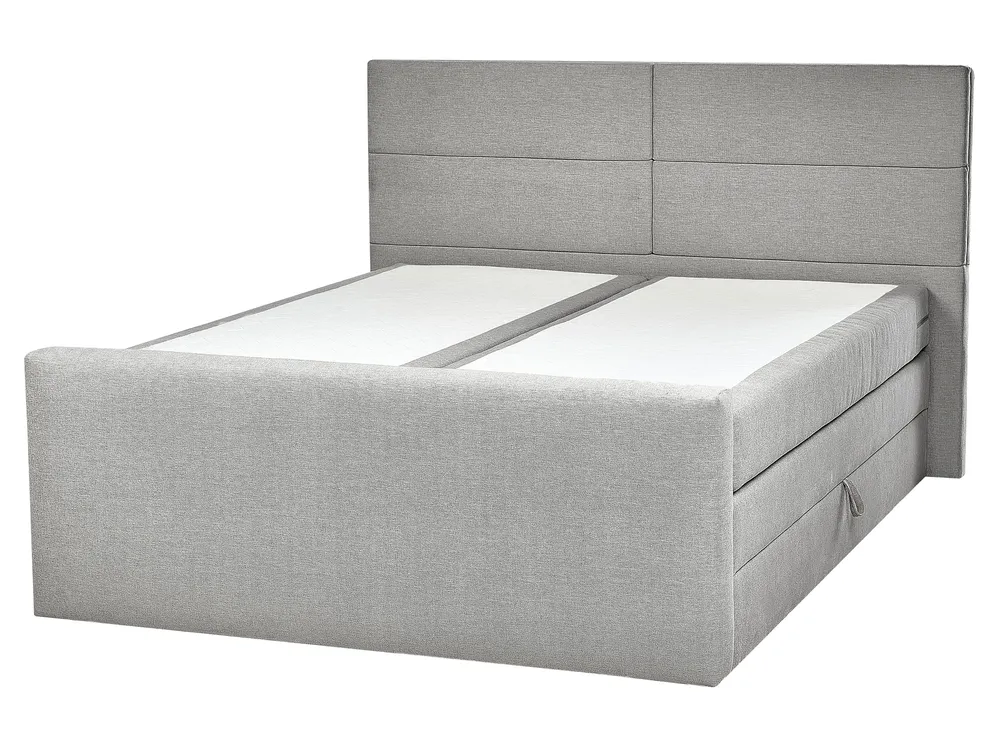 Boxspringbett mit Stauraum ARISTOCRAT Stoff Hellgrau 160 x 200 cm_873791