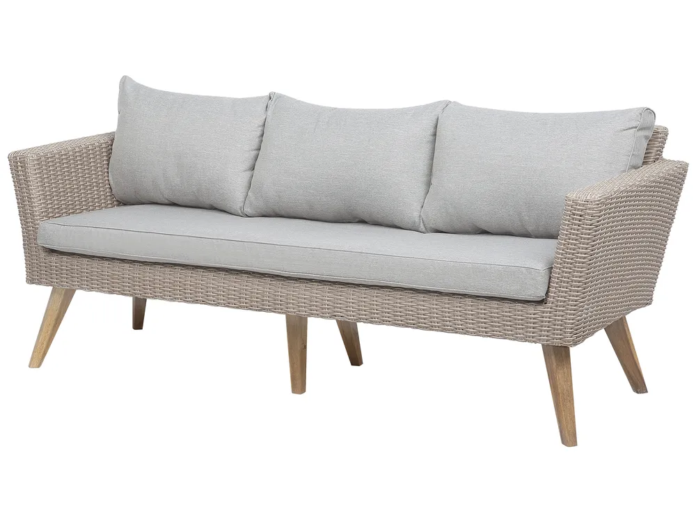 Lounge Set mit Tisch 5-Sitzer VITTORIA Polyrattan Grau_745847