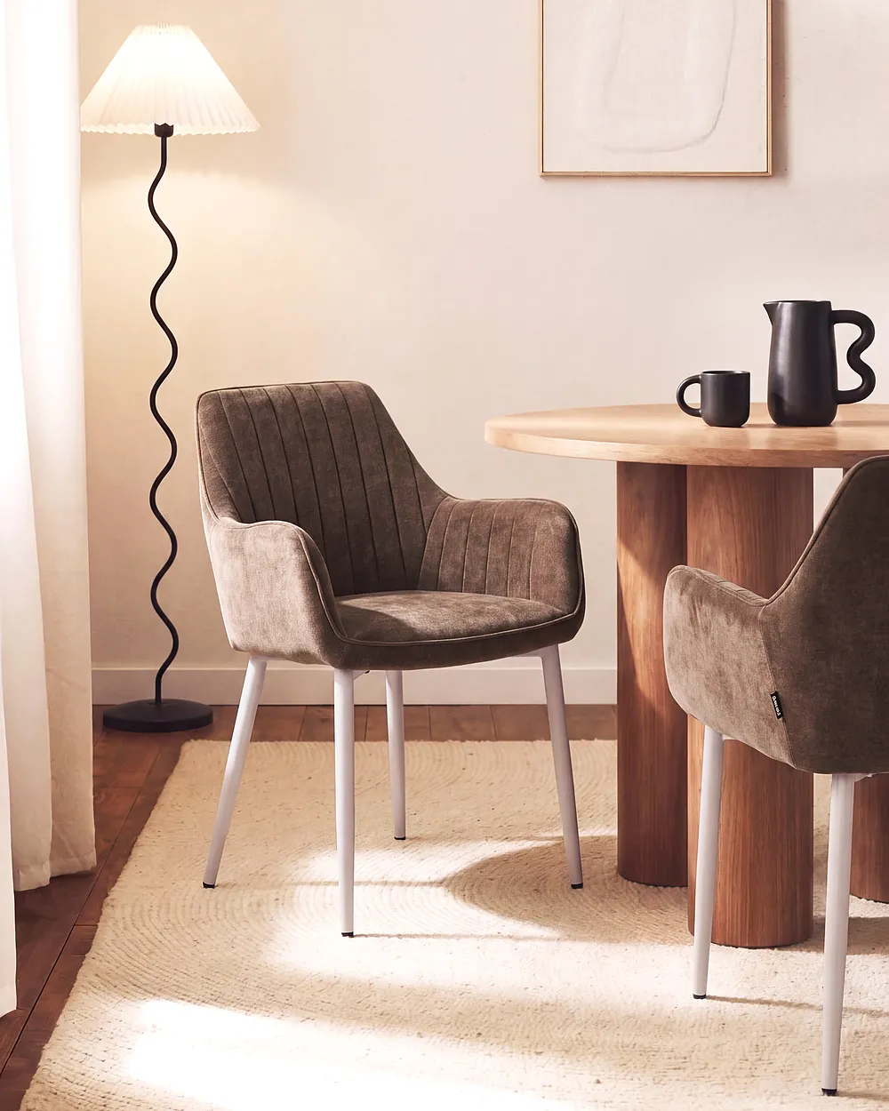 Set of 2 Dining Chairs WELLSTON Fabric Brown