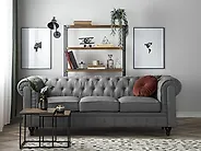 Sofa 3-Sitzer CHESTERFIELD Stoff Hellgrau_1177651