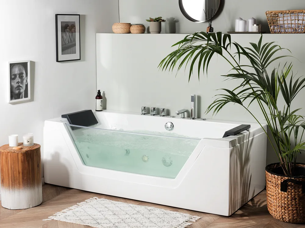 Whirlpool Badewanne weiß mit LED verschiedene Größen SAMANA