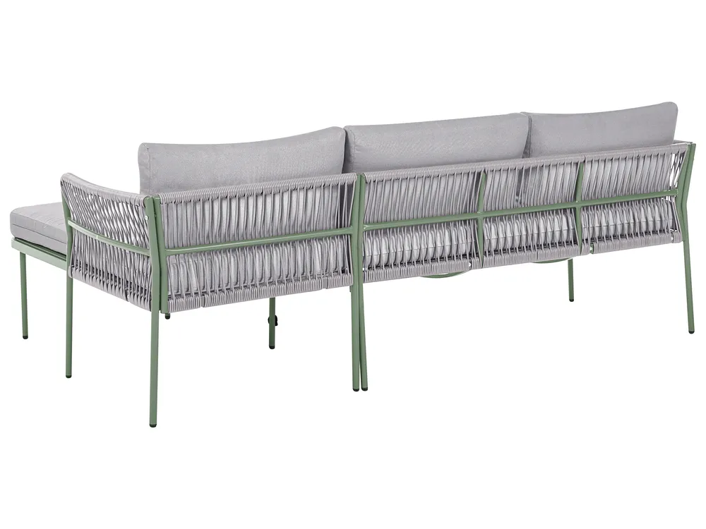 Garten Ecksofa 3-Sitzer ONZO mit Tischen Metall Grün linksseitig_1084378