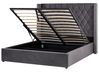 Bett mit Stauraum LUBBON Samtstoff Grau 160 x 200 cm