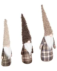 Weihnachtsdekoration 3er Set NAKKILA 51/55/66 cm Zwerg Braun_1174240