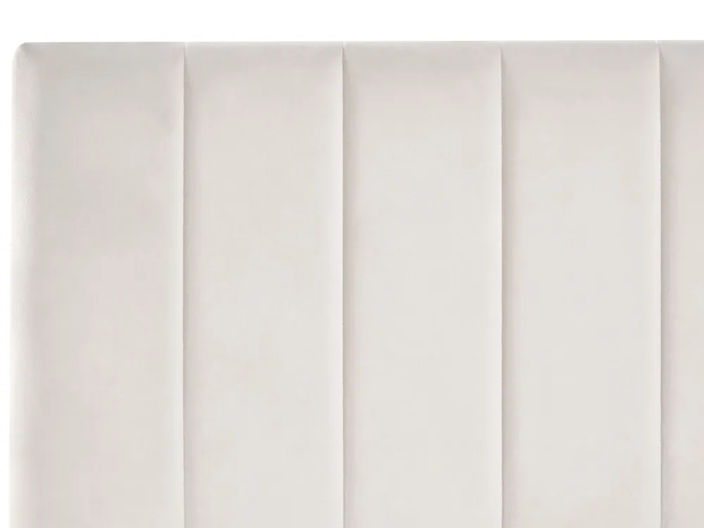 Bett mit Schubladen LONZAC Samtstoff Cremeweiß 160 x 200 cm_1014785