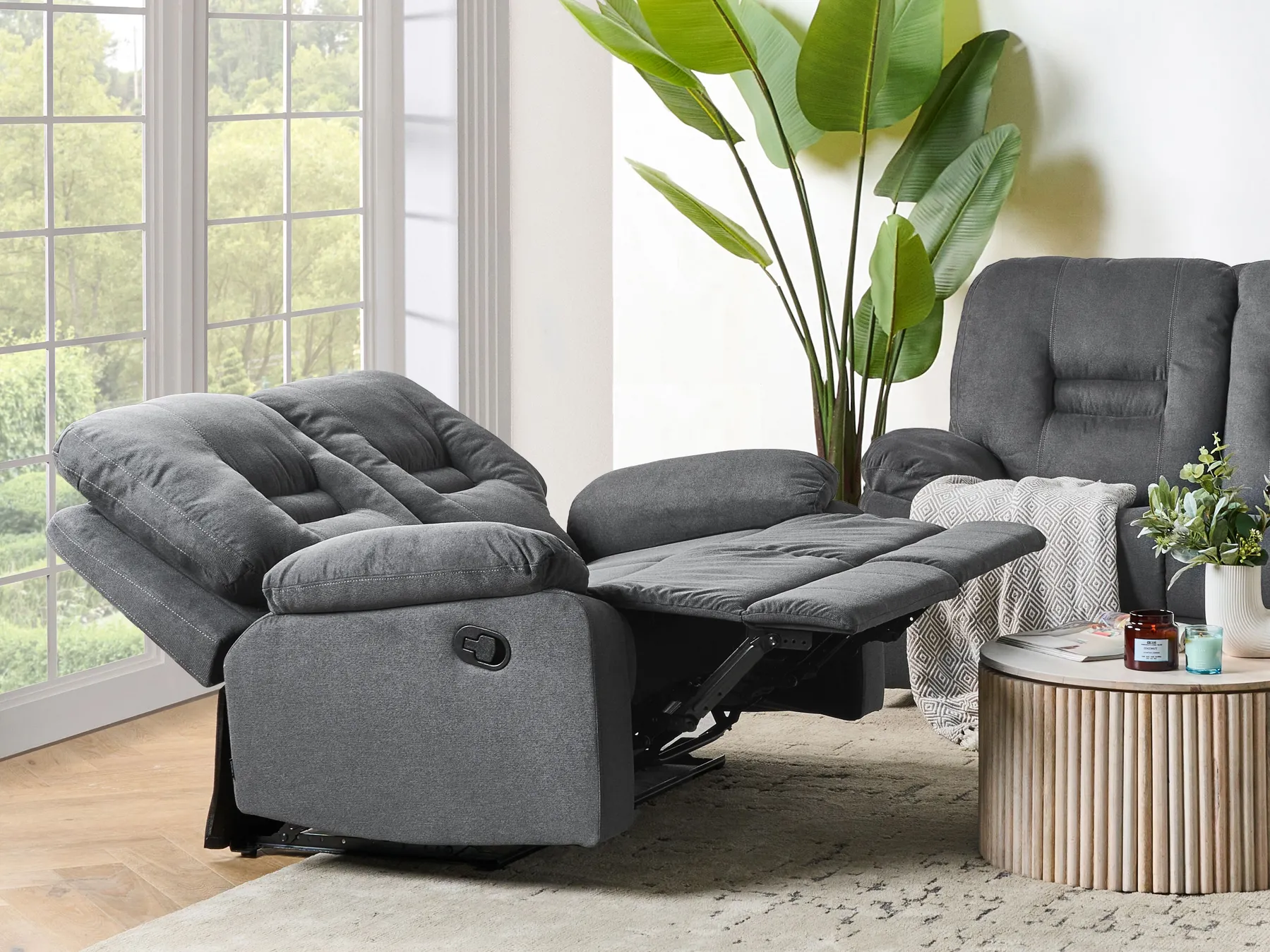 Sofa manuell verstellbar 2-Sitzer BERGEN Stoff Dunkelgrau_934021