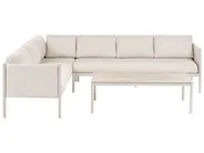 Garten Ecksofa mit Tisch 5-Sitzer TONARA Metall Hellbeige rechtsseitig_1125120