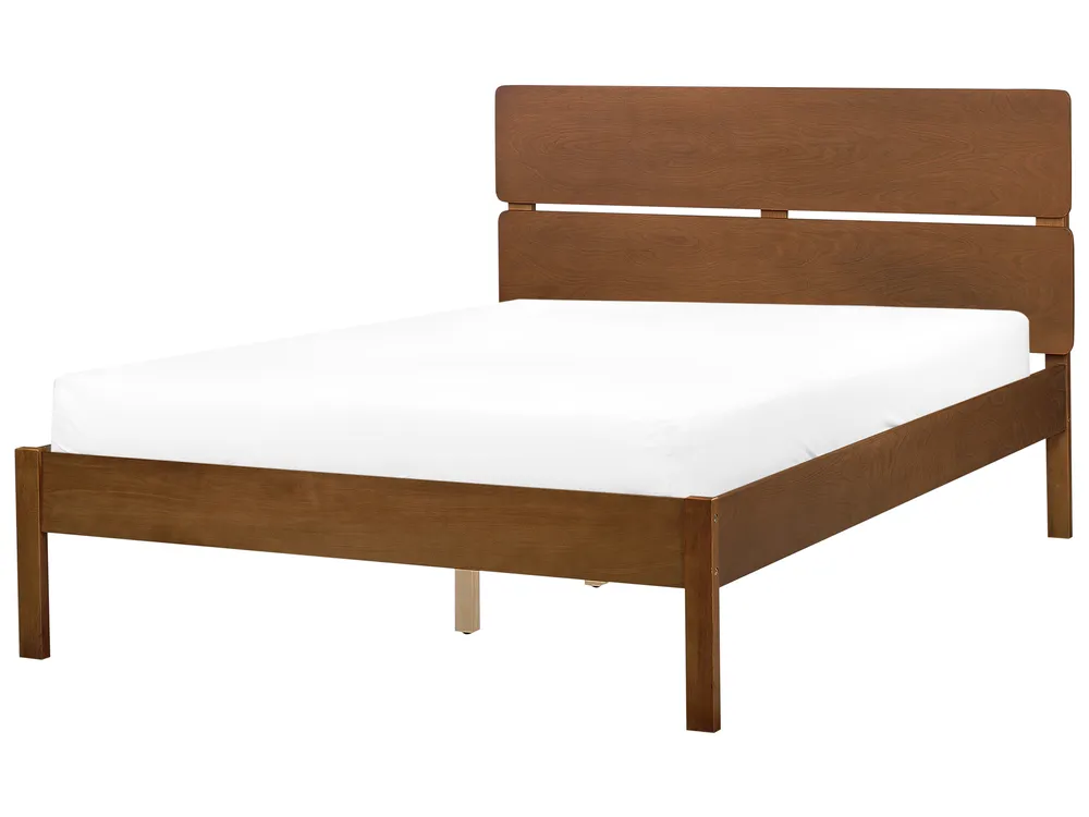 Bed with LED Wood BOISSET 120 x 200 cm (EU Small Double) Dark Brown_1124270