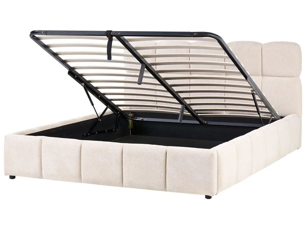 Bett mit Stauraum NOYON Stoff Hellbeige 160 x 200 cm_1056105
