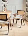 Esszimmerstuhl 2er Set AVA Holz Dunkelbraun / Hellbeige