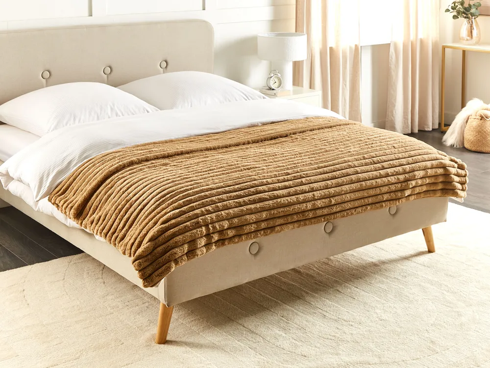 Tagesdecke RAKYA Webpelz 150 x 200 cm Hellbraun