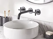 Wall Mounted Basin Mixer Tap KAIETEUR Brass Black_1185562
