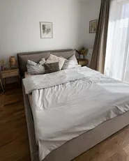 Bett mit Stauraum BAJONNA Samtstoff Beige 180 x 200 cm_921384