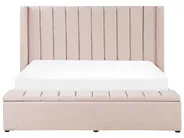 Bett mit Stauraumbank NOYERS Samtstoff Pastellrosa 180 x 200 cm_796527