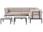 Garten Ecksofa mit Tisch 6-Sitzer RIMA III modular Metall Beige linksseitig_828886
