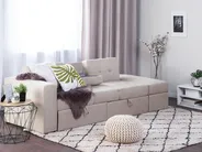 Schlafsofa 3-Sitzer FALSTER mit Stauraum Stoff Beige_751395