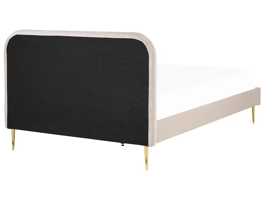 Bett mit Lattenrost Samtstoff FLAYAT 160 x 200 cm Hellbeige_834262