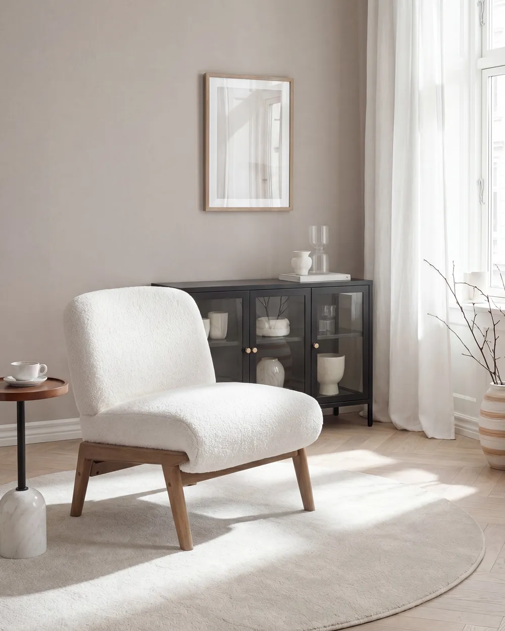 Sessel NIVA Bouclé Cremeweiß