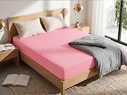 Fitted Sheet JANBU 90 x 200 cm Cotton Coral_1185595