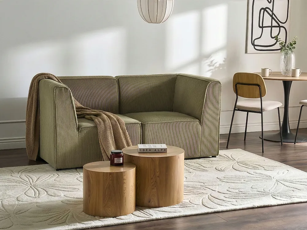Modular Sofa 2 Seater LEMVIG Corduroy Green_1188289