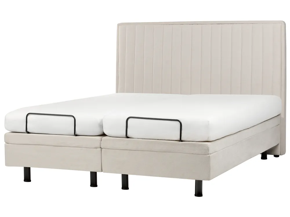 Bett verstellbar Stoff DUKE II 160 x 200 cm Hellbeige_910546