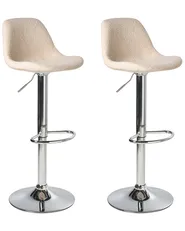 Set of 2 Bar Stools KAHLA Swivel Boucle Light Beige_1011342