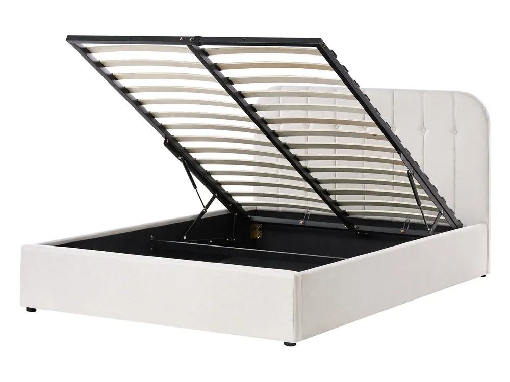 Bett mit Stauraum CHALLANS Stoff Cremeweiß 140 x 200 cm