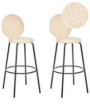 Set mit 2 Barstühlen EMERY Bouclé Hellbeige_913938