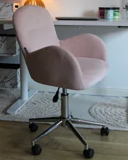 Schreibtischstuhl PRIDDY Samtstoff Rosa_974971