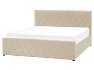Bett mit Stauraum ROCHEFORT Samtstoff Beige 160 x 200 cm_857290