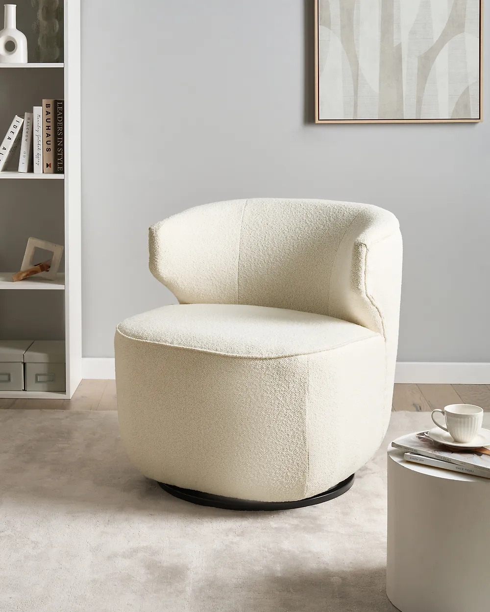Drehsessel MOLLEBY Bouclé Cremeweiß_1171470
