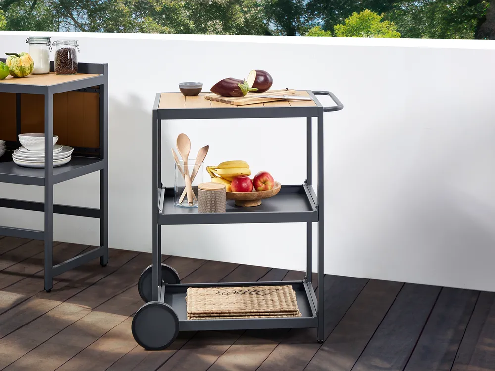 Outdoor Kitchen Set with Sink ORTISEI Light Brown Metal_934850