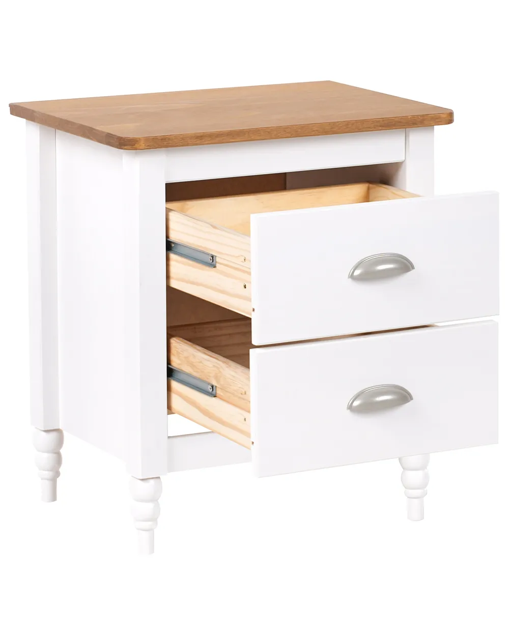 2 Drawer Bedside Table SHILLINGTON Pine Wood Brown/ White_966312