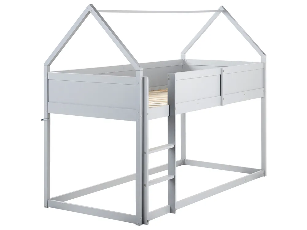Halbhochbett Haus Kiefernholz DIENNE 90 x 200 cm Grau_968257