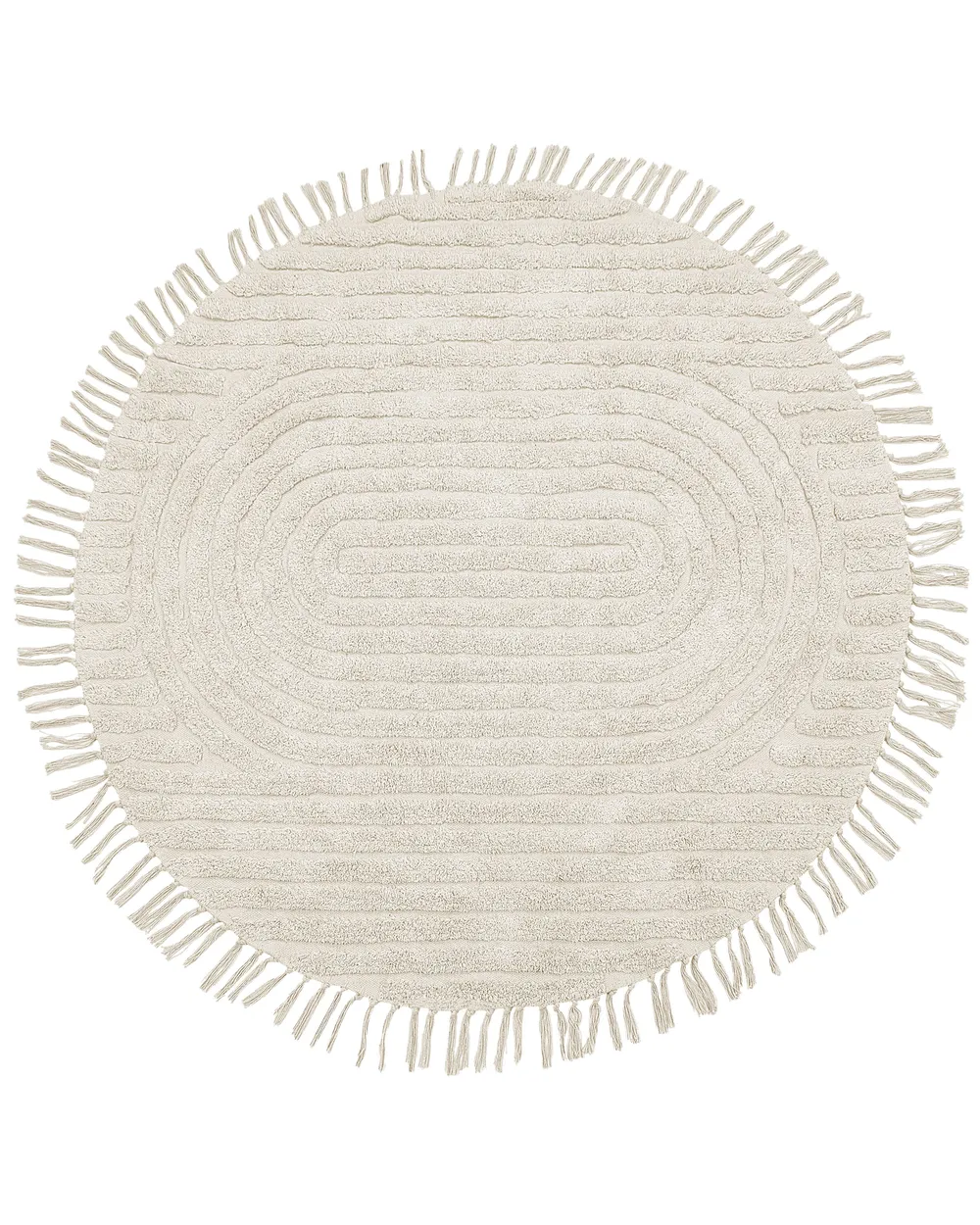 Teppich HALFETI Hellbeige ø 140 cm Baumwolle_847811