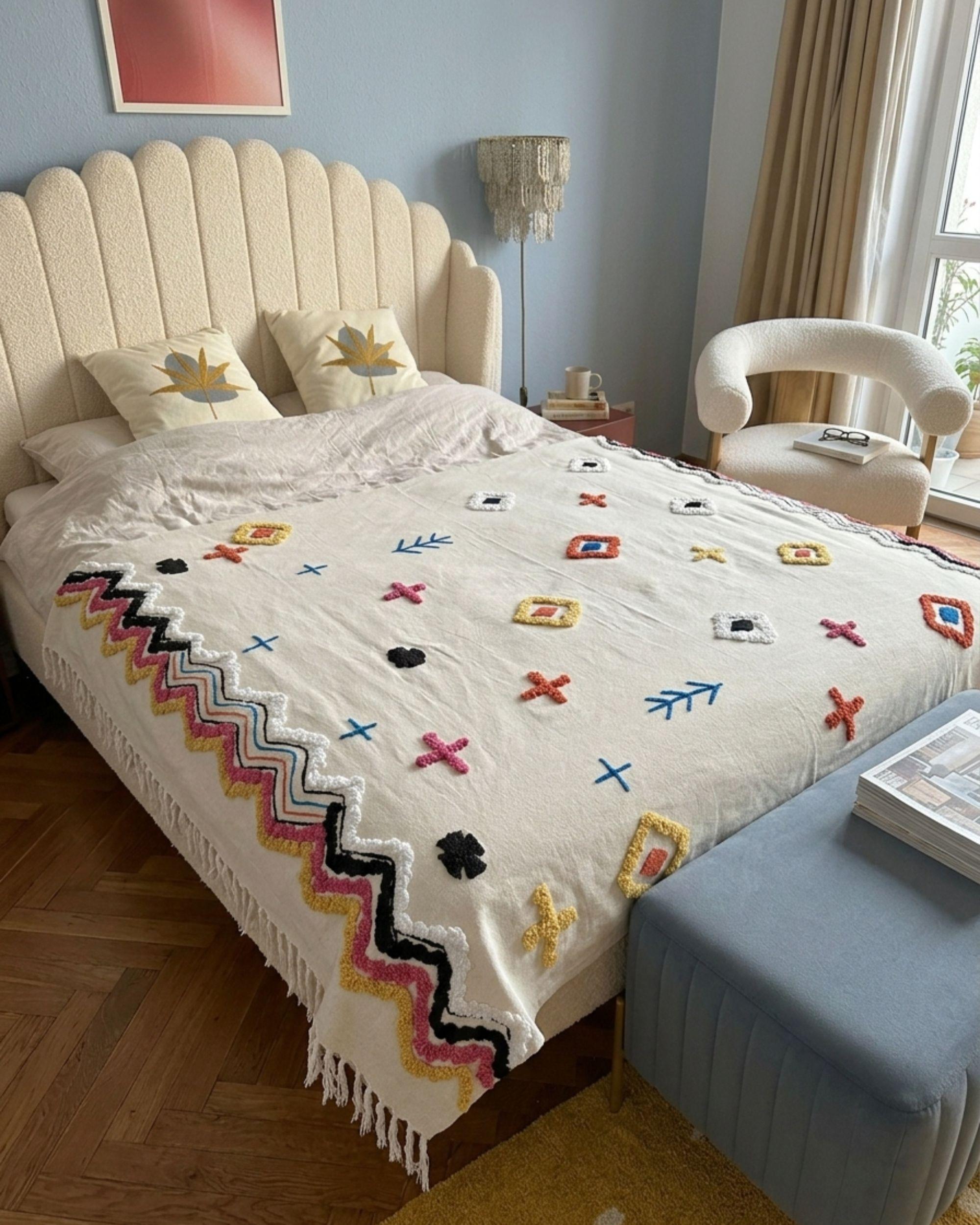 Bed Boucle AMBILLOU 140 x 200 cm (EU Double) Off-White_1085386