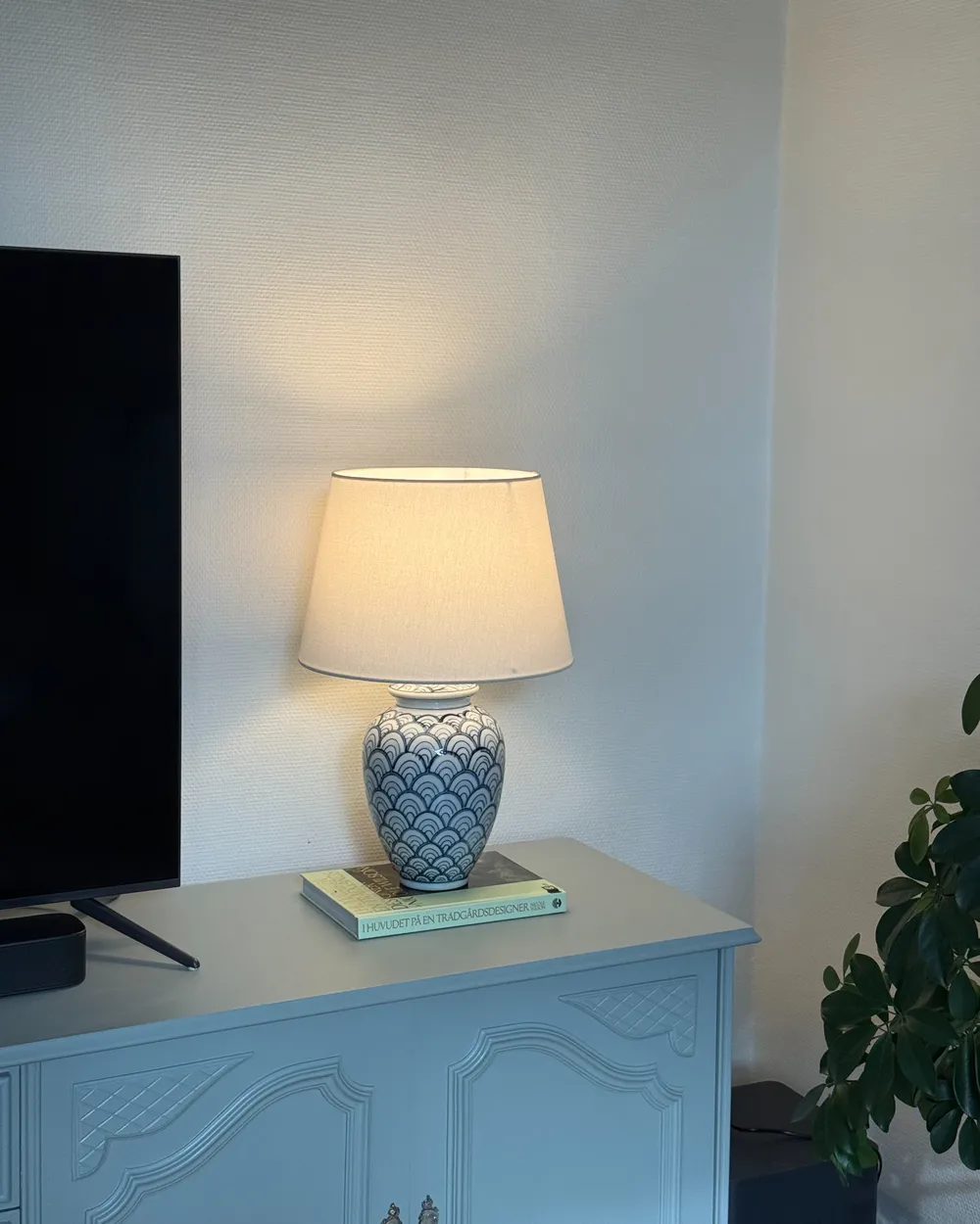 Tischlampe JAUCA Porzellan Weiß / Blau_1018041