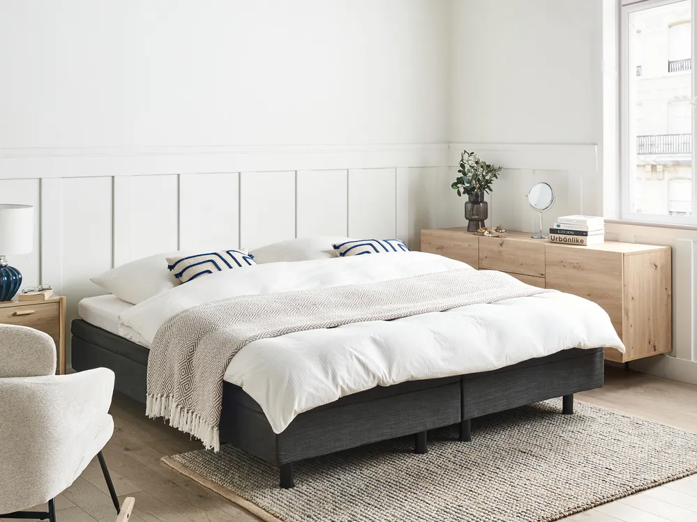 Verstellbares Bett ohne Kopfteil Stoff DUKE 180 x 200 cm Dunkelgrau