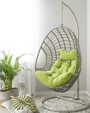 Hängesessel mit Gestell ARPINO Polyrattan Beige_724616