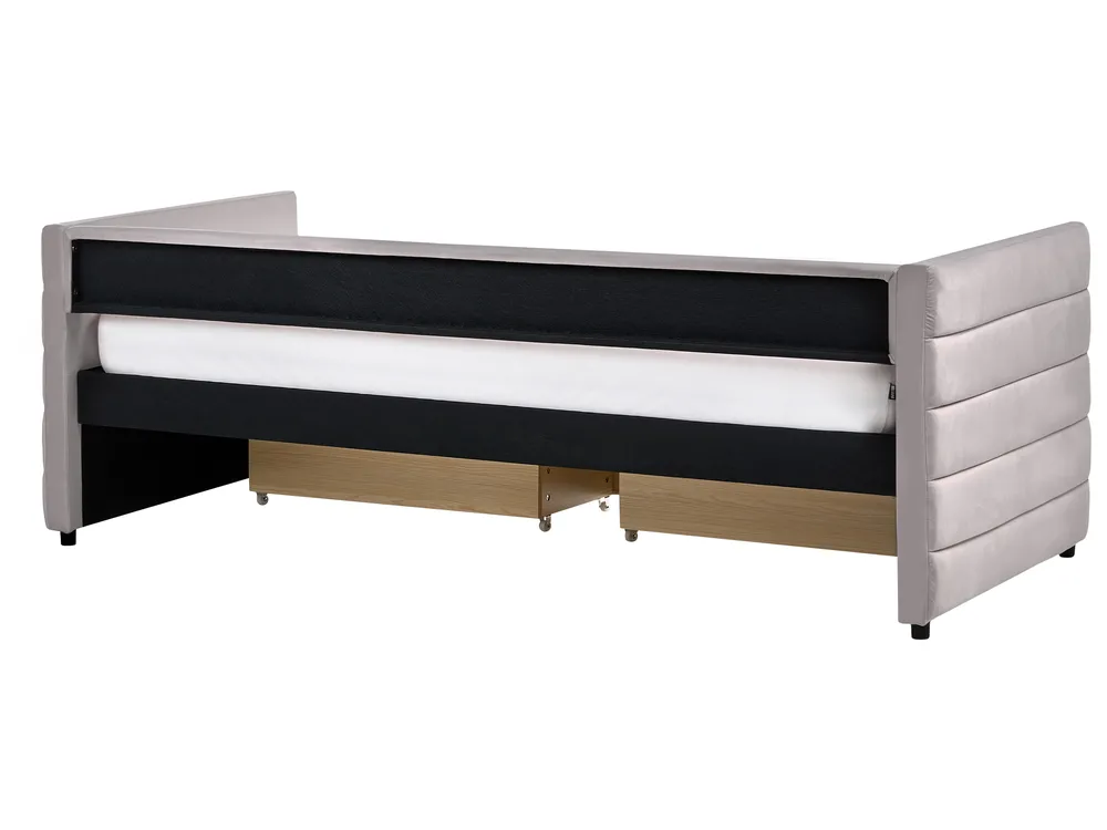 Daybed with Storage MARRAY Velvet Light Grey 90 x 200 cm (EU Single)_1069219