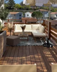Garden Corner Sofa with Table 5 Seater CERRETO Bamboo Off-White Left Hand_1160396