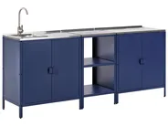 Outdoor-Küche 3er Set mit Spüle VILAMA Blau Metall_974598