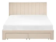 Bed with Storage Drawers LONZAC Velvet Beige 140 x 200 cm (EU Double)_1014631